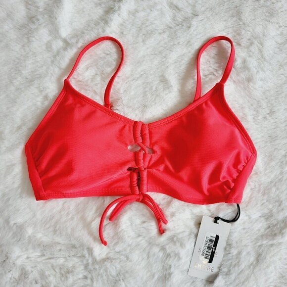 Shade & Shore Women's Lace-up Bralette Bikini Top BT7-FG - Picture 2 of 5